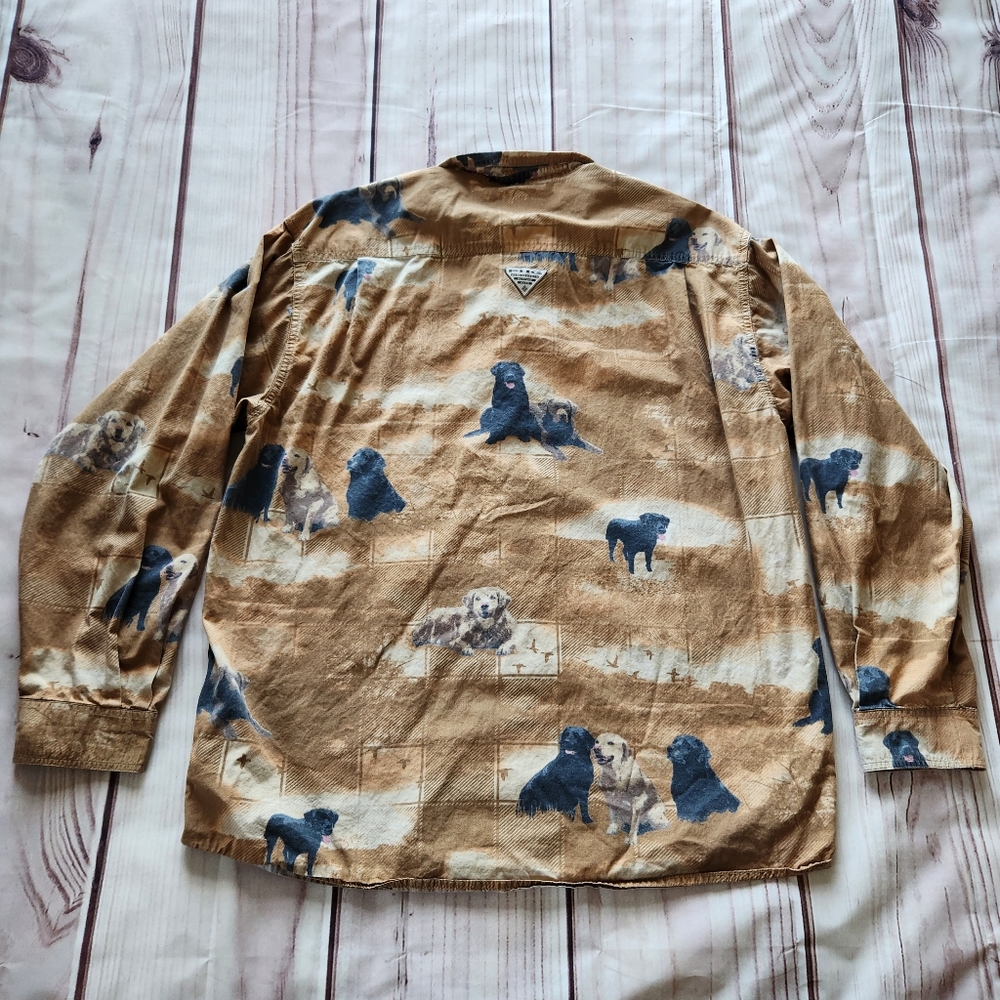 Columbia "River Lodge" Labrador Dog Hunting Shirt Tan Yellow Gold, Men's Size L - Picture 6 of 9